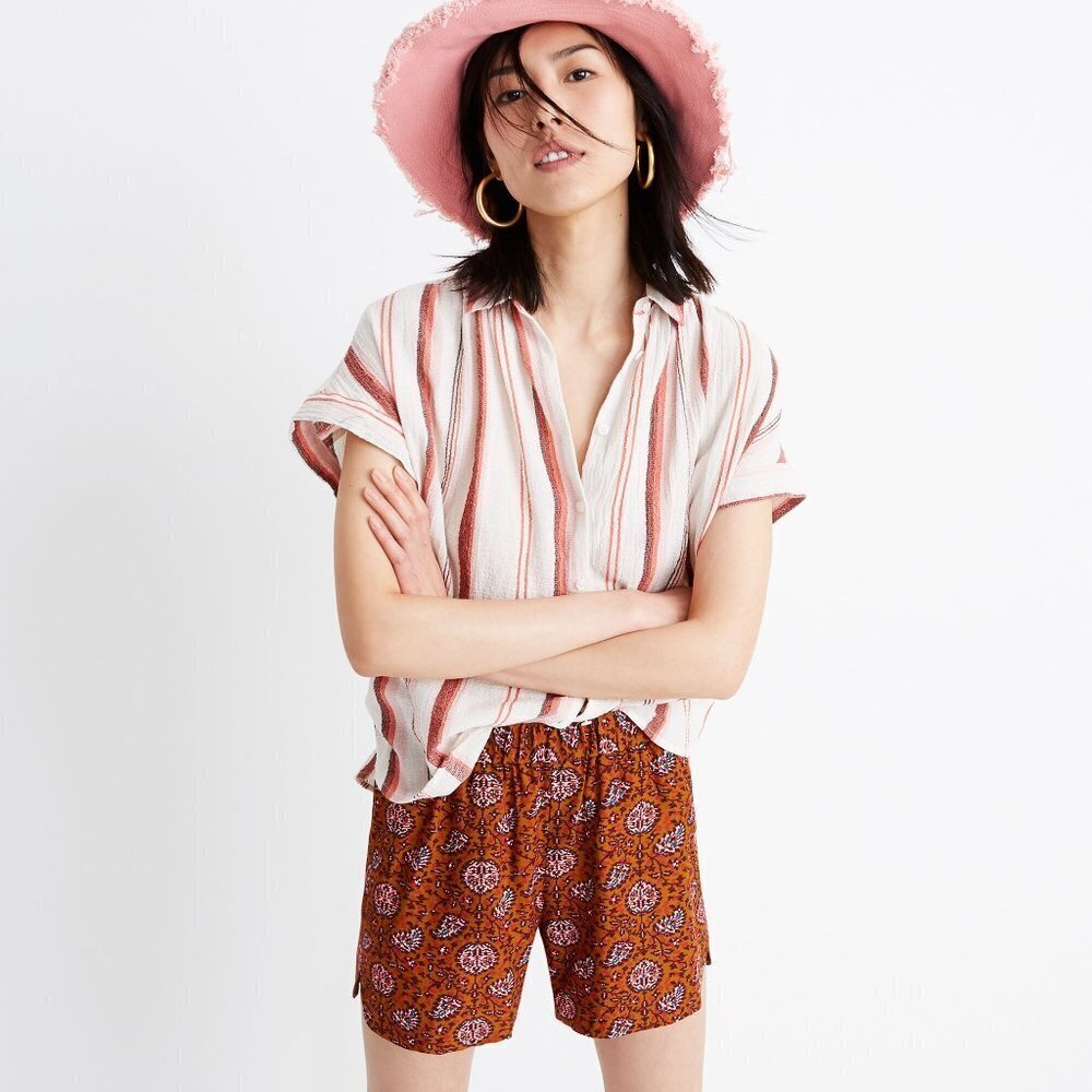 Madewell Drapey Pull-On Casual Boho Print Summer Shorts Warm Paisley Small